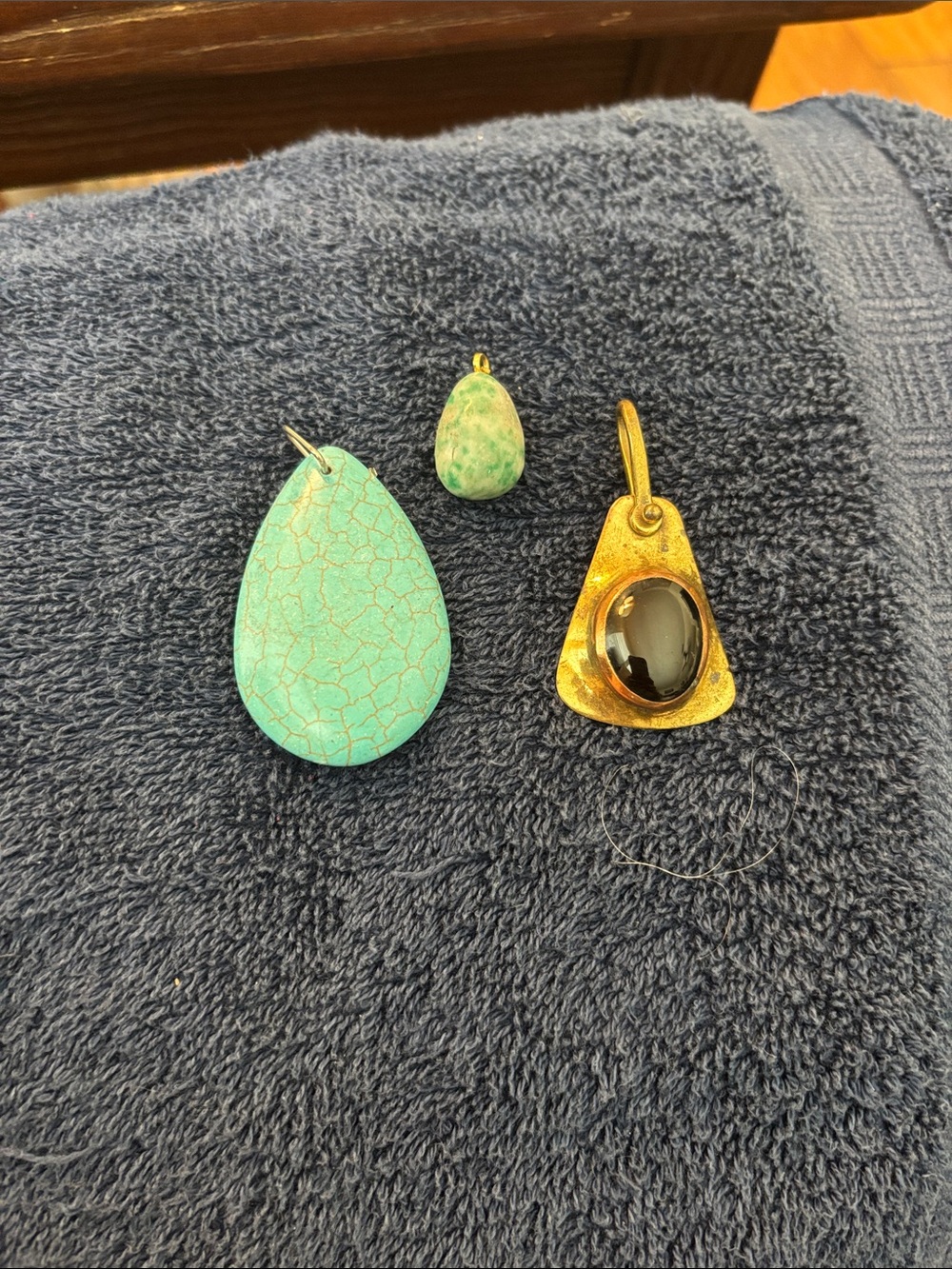 Turquoise and Gold Teardrop Pendant Set of 3 - Women's Jewelry
